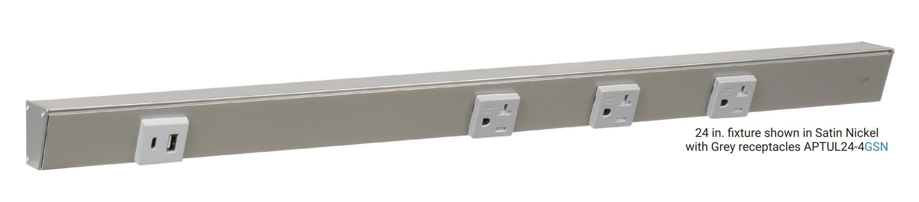 Task Lighting & Power APT-USB Series power strip with USB-A/C fast charging and single receptacles